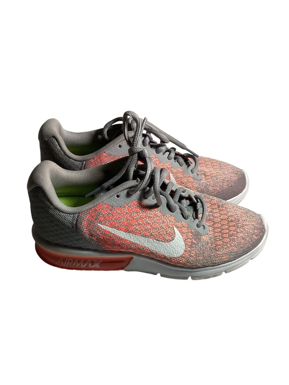 Nike Gray and Coral Knit Air Max Trainers